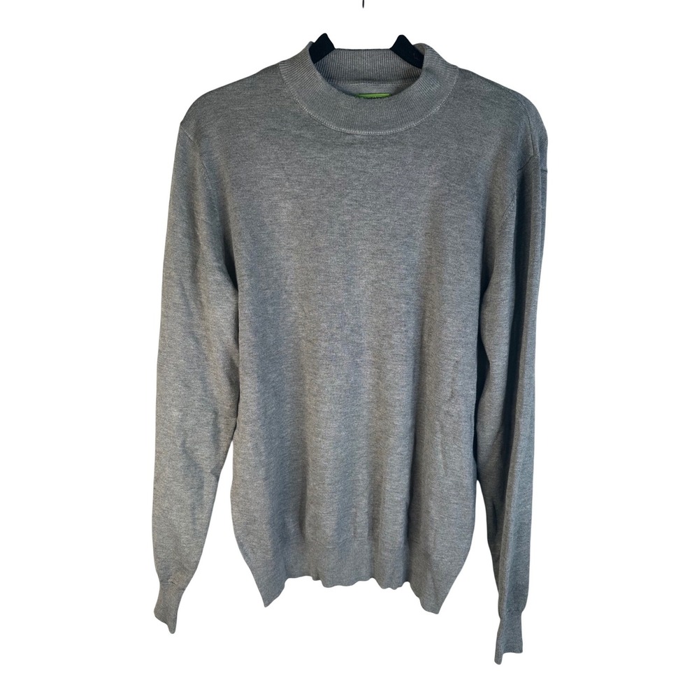 Gianni‎ Feraud Men;s Gray Mock Neck Viscose Blend Knit Preppy Sweater Size XL
